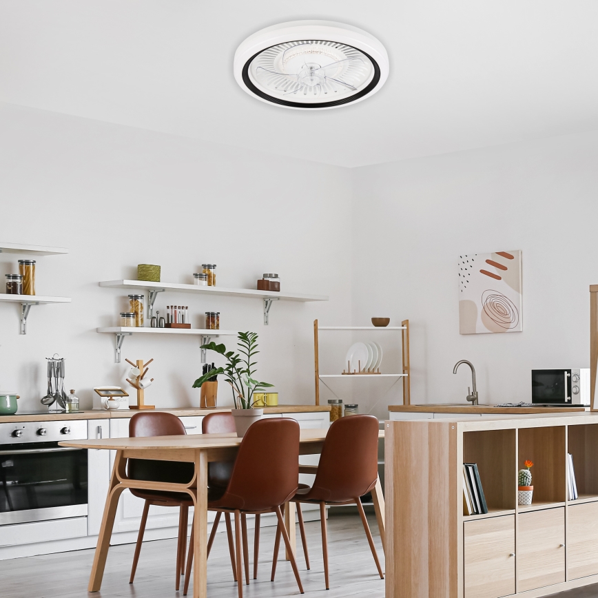 LED Pritemdomas lubinis šviestuvas su ventiliatoriumi GEMMA LED/37W/230V balta + nuotolinio valdymo pultas