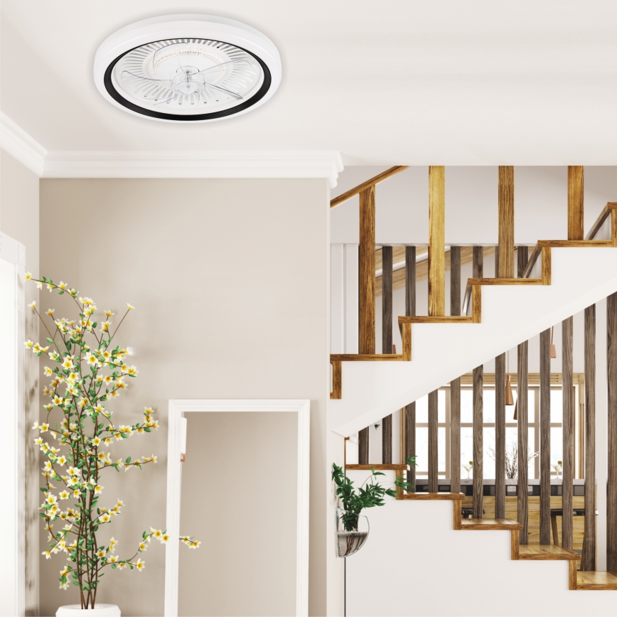 LED Pritemdomas lubinis šviestuvas su ventiliatoriumi GEMMA LED/37W/230V balta + nuotolinio valdymo pultas