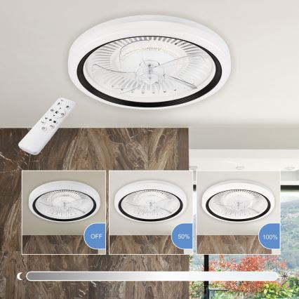 LED Pritemdomas lubinis šviestuvas su ventiliatoriumi GEMMA LED/37W/230V balta + nuotolinio valdymo pultas