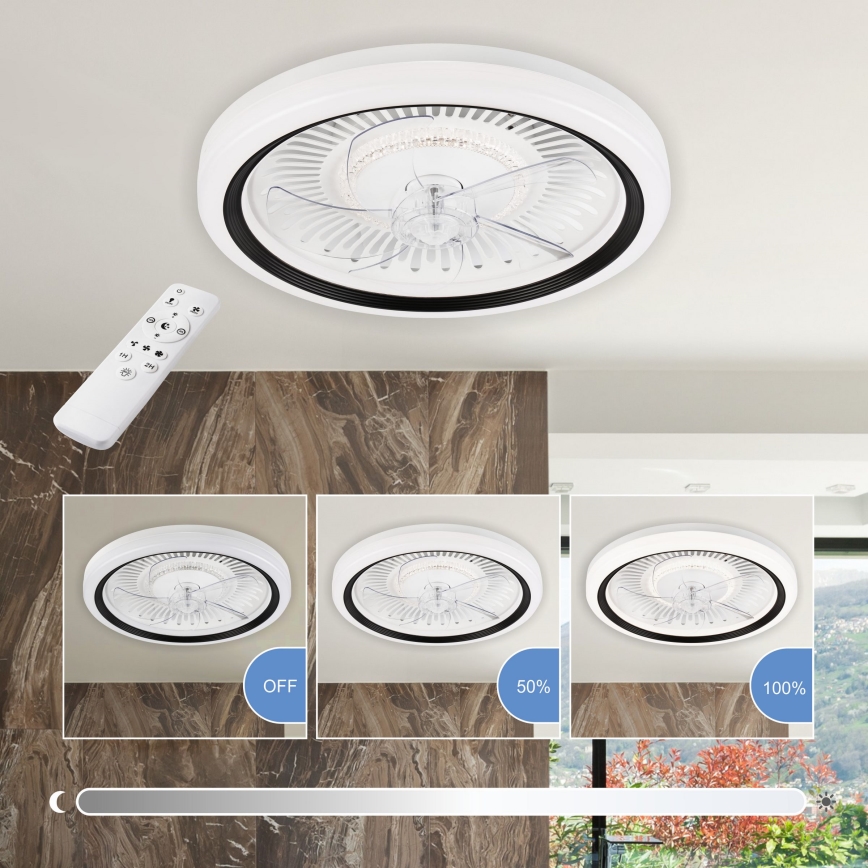 LED Pritemdomas lubinis šviestuvas su ventiliatoriumi GEMMA LED/37W/230V balta + nuotolinio valdymo pultas