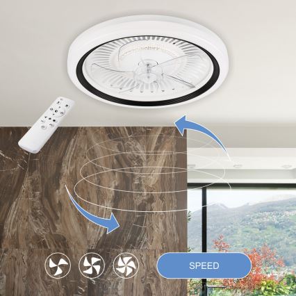 LED Pritemdomas lubinis šviestuvas su ventiliatoriumi GEMMA LED/37W/230V balta + nuotolinio valdymo pultas