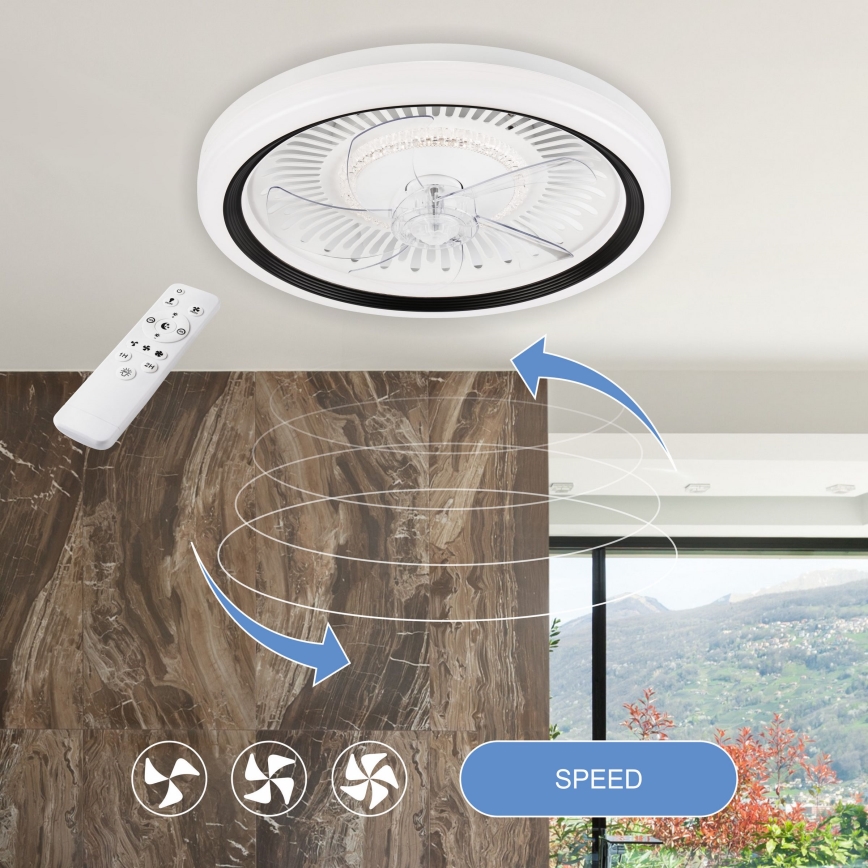 LED Pritemdomas lubinis šviestuvas su ventiliatoriumi GEMMA LED/37W/230V balta + nuotolinio valdymo pultas