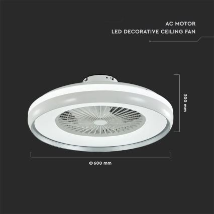 LED lubinis šviestuvas su ventiliatoriumi LED/45W/230V 3000/4000/6500K pilka + nuotolinio valdymo pultas