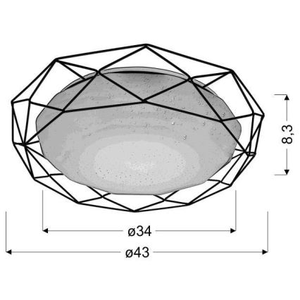 LED Lubinis šviestuvas SVEN LED/24W/230V d. 43 cm blizgus chromas