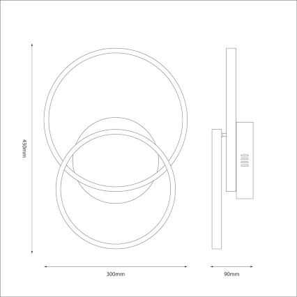 LED lubinis šviestuvas TITANO LED/12W/230V juodas
