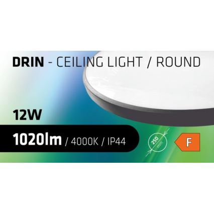 LED lubinis vonios šviestuvas CIRCLE LED/12W/230V 4000K diametras 25 cm IP44 juoda