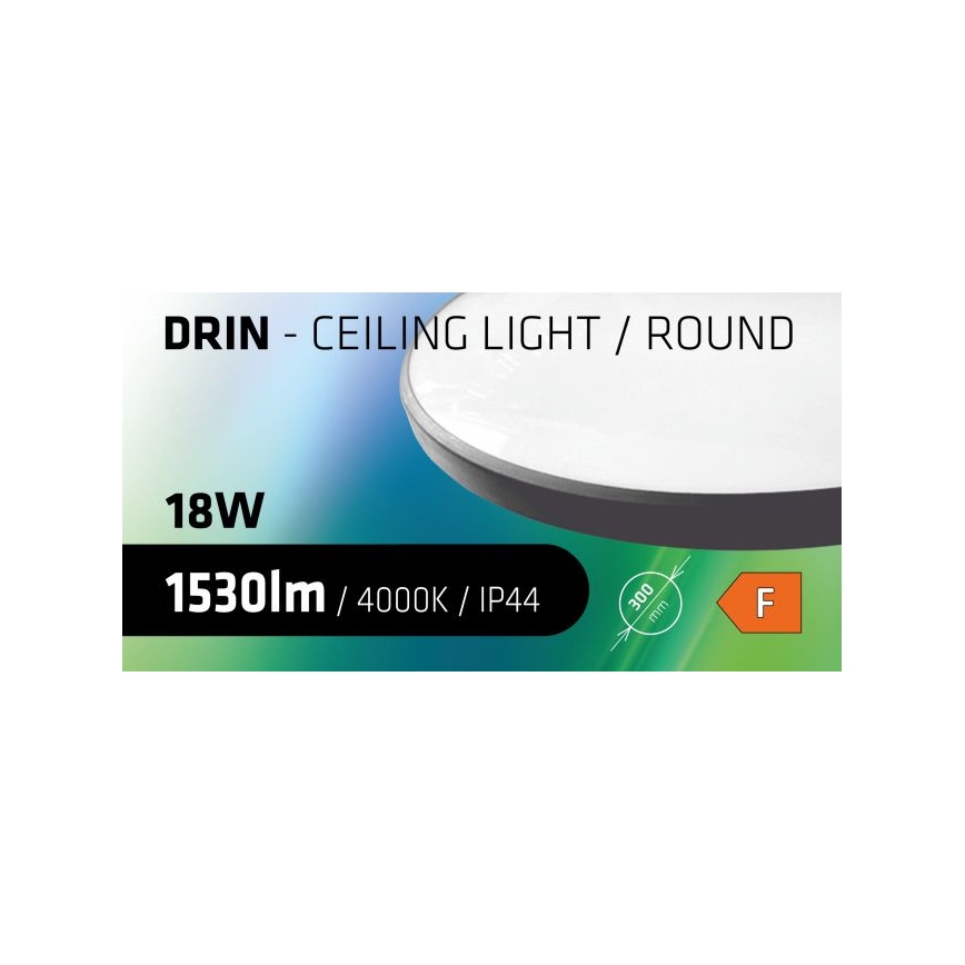 LED lubinis vonios šviestuvas CIRCLE LED/18W/230V 4000K diametras 30 cm IP44 juoda