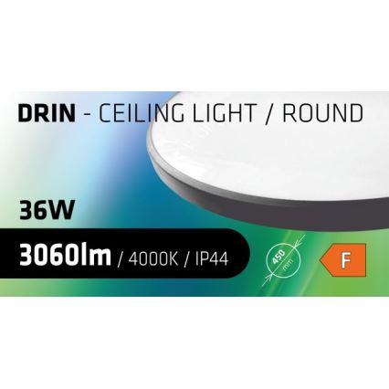 LED lubinis vonios šviestuvas CIRCLE LED/36W/230V 4000K diametras 45 cm IP44 juoda