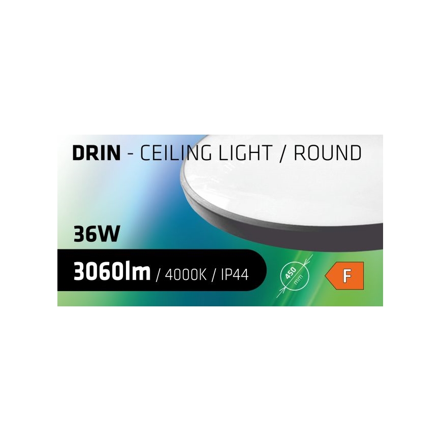 LED lubinis vonios šviestuvas CIRCLE LED/36W/230V 4000K diametras 45 cm IP44 juoda