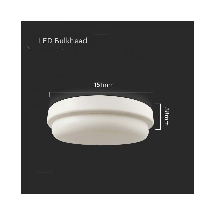 LED lubinis vonios šviestuvas LED/12W/230V 3000K IP54 diametras 15 cm