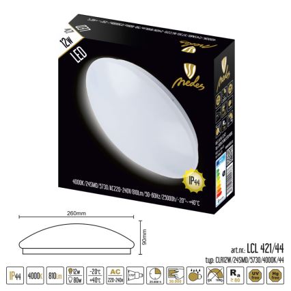 LED lubinis vonios šviestuvas LED/12W/230V IP44