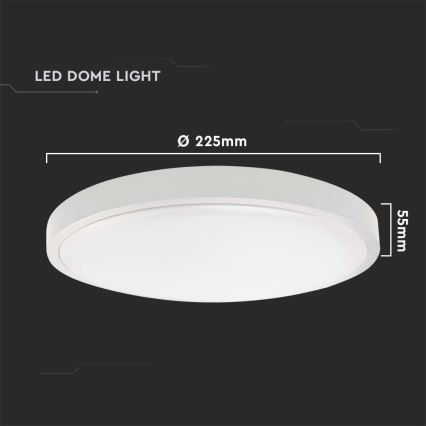 LED lubinis vonios šviestuvas LED/18W/230V 3000K IP44 diametras 22,5 cm balta