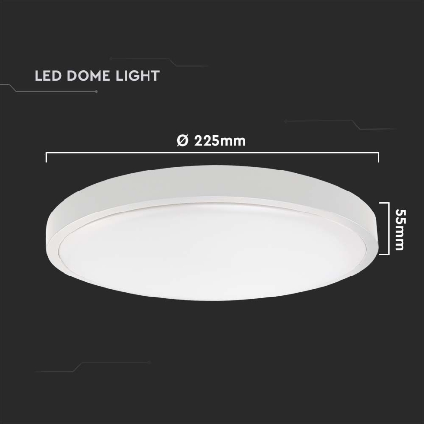 LED lubinis vonios šviestuvas LED/18W/230V 3000K IP44 diametras 22,5 cm balta