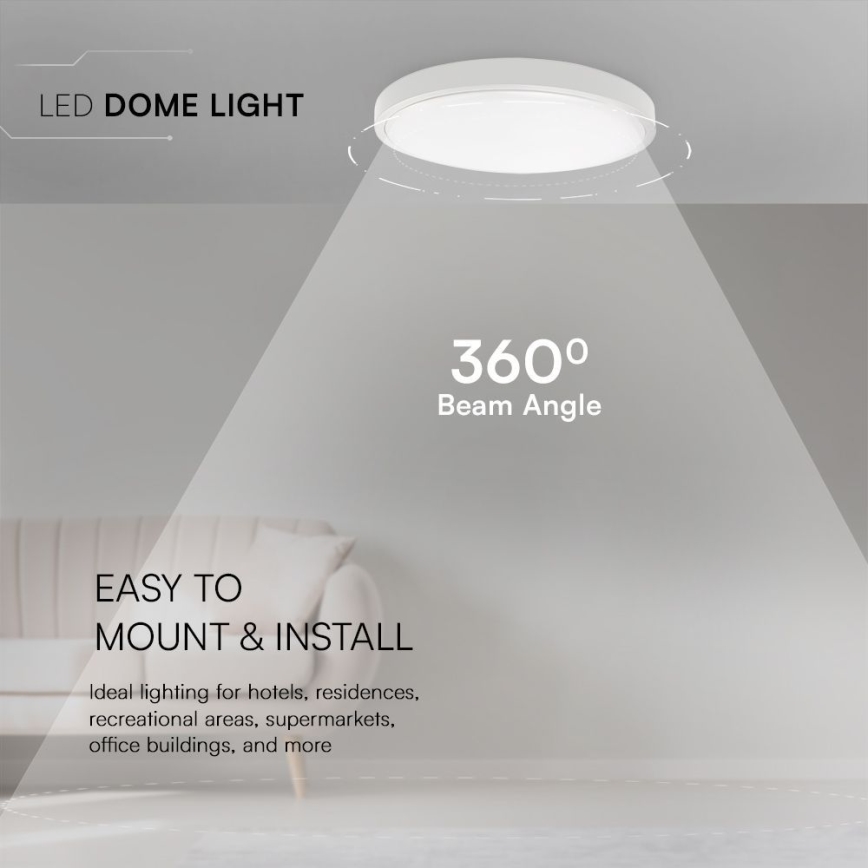 LED lubinis vonios šviestuvas SAMSUNG CHIP LED/18W/230V IP44 3000K diametras 25 cm balta