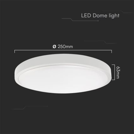 LED lubinis vonios šviestuvas SAMSUNG CHIP LED/18W/230V IP44 3000K diametras 25 cm balta