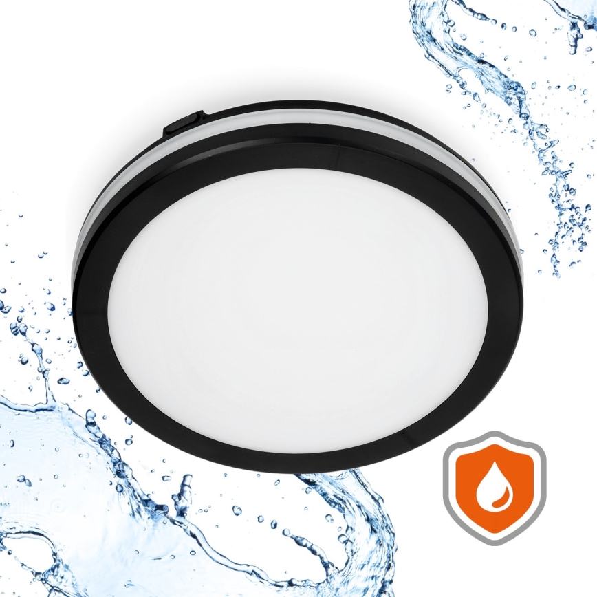 LED lubinis vonios šviestuvas LED/18W/230V 3000/4000/6500K IP65 diametras 30 cm juoda