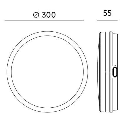 LED lubinis vonios šviestuvas LED/18W/230V 3000/4000/6500K IP65 diametras 30 cm juoda