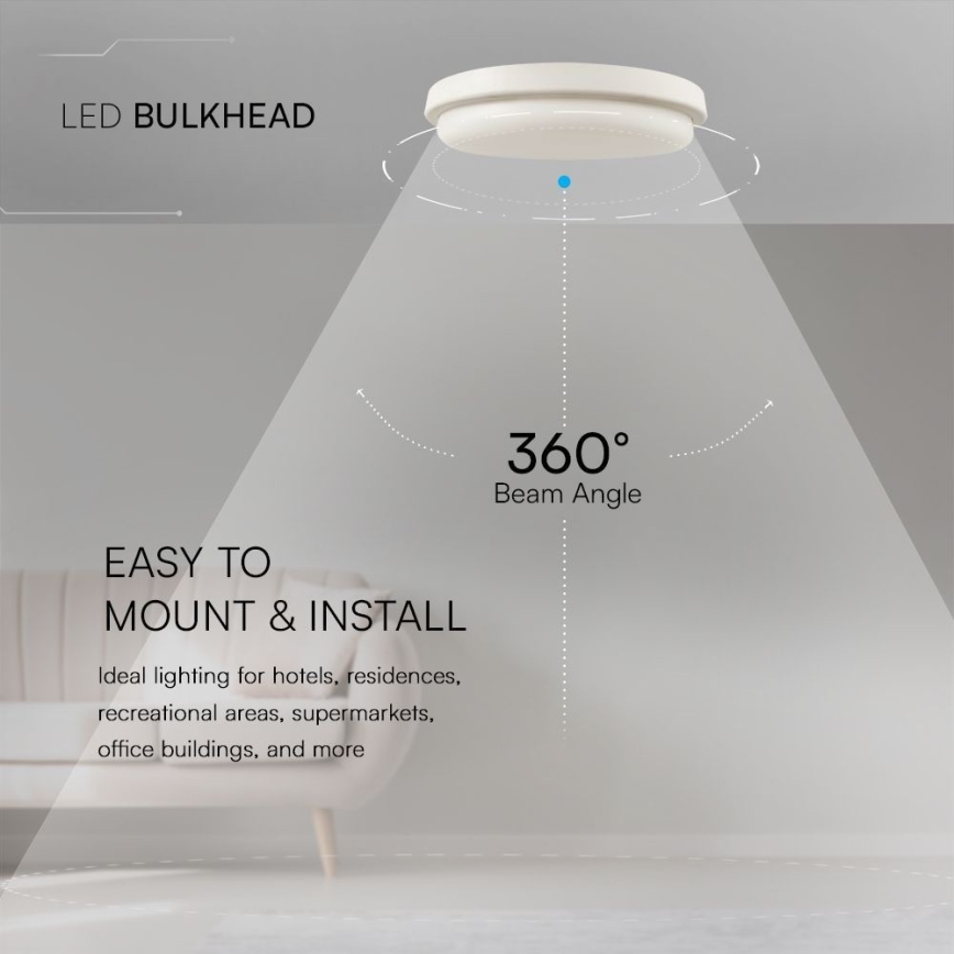 LED lubinis vonios šviestuvas LED/24W/230V 3000K IP54 diametras 24 cm