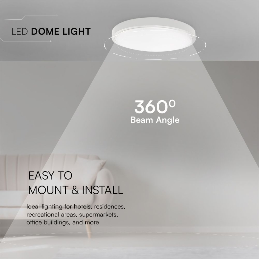 LED lubinis vonios šviestuvas SAMSUNG CHIP LED/24W/230V IP44 3000K diametras 29 cm balta