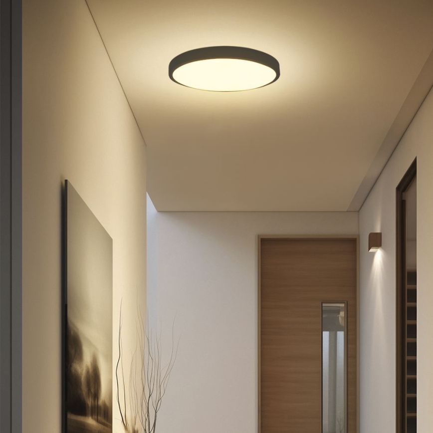 LED lubinis vonios šviestuvas SAMSUNG CHIP LED/24W/230V IP44 3000K diametras 29 cm juoda