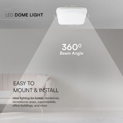 LED lubinis vonios šviestuvas SAMSUNG CHIP LED/24W/230V IP44 4000K 29x29 cm balta