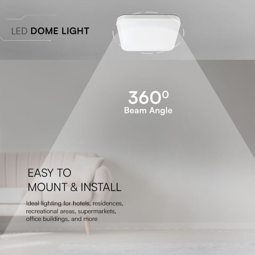 LED lubinis vonios šviestuvas SAMSUNG CHIP LED/24W/230V IP44 4000K 29x29 cm balta