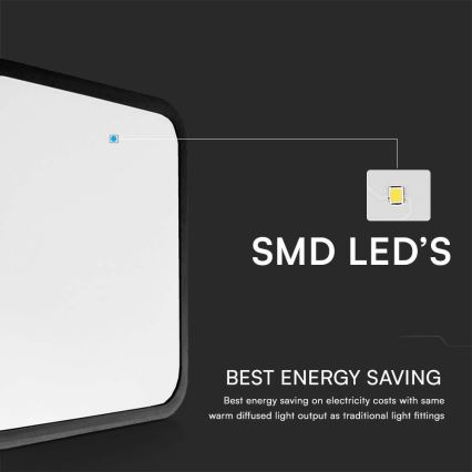 LED lubinis vonios šviestuvas SAMSUNG CHIP LED/24W/230V IP44 4000K 29x29 cm juoda