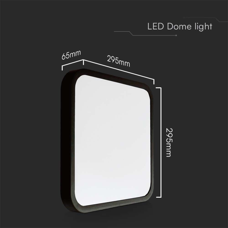 LED lubinis vonios šviestuvas SAMSUNG CHIP LED/24W/230V IP44 4000K 29x29 cm juoda
