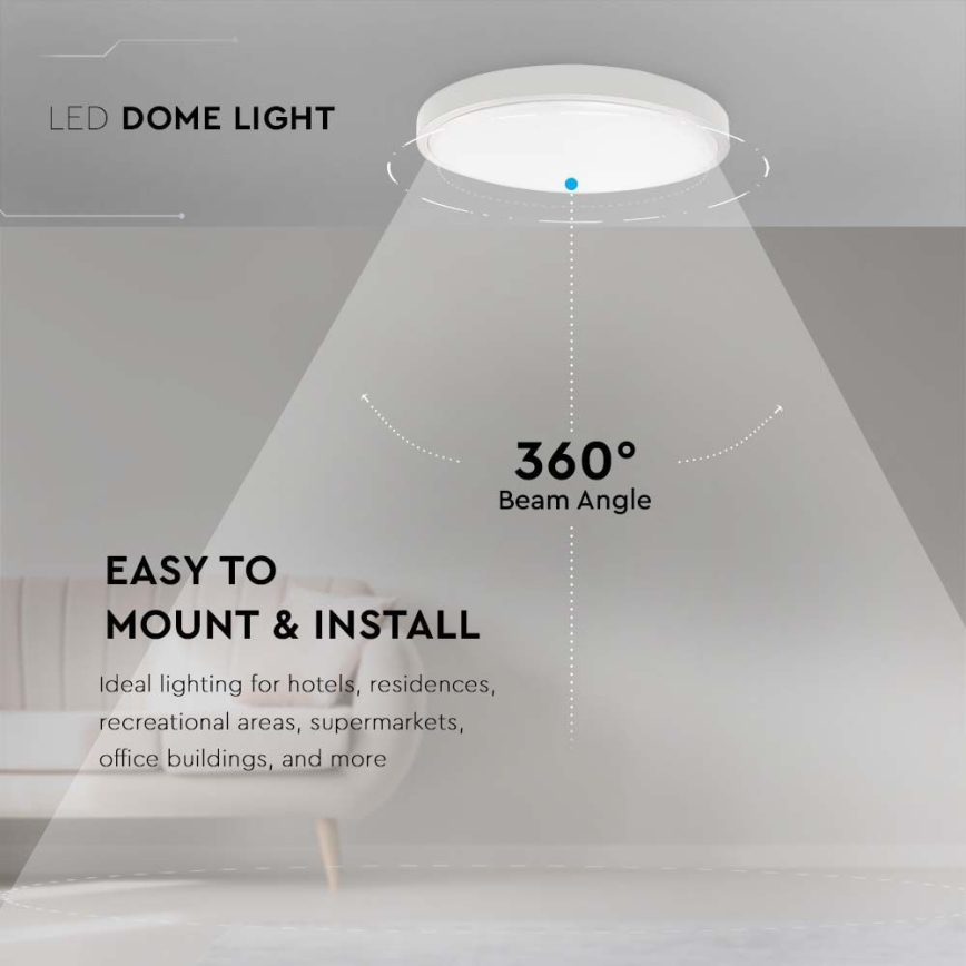 LED lubinis vonios šviestuvas LED/30W/230V 3000K IP44 diametras 42 cm balta