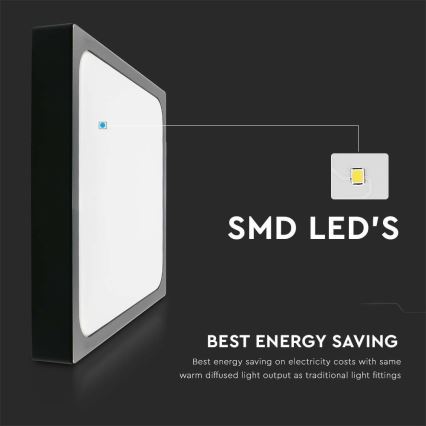 LED lubinis vonios šviestuvas LED/30W/230V 3000K IP44 42x42 cm juoda