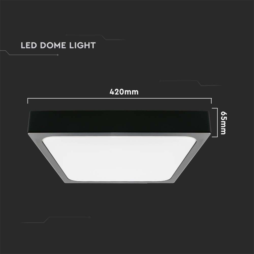LED lubinis vonios šviestuvas LED/30W/230V 6500K IP44 42x42 cm juoda