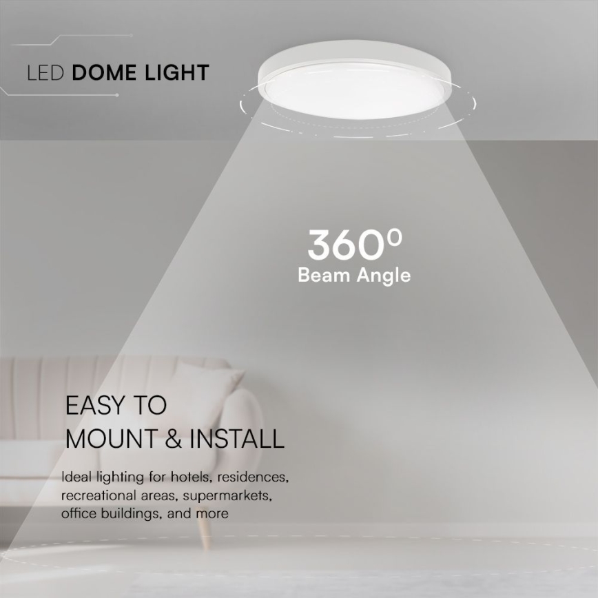 LED lubinis vonios šviestuvas SAMSUNG CHIP LED/36W/230V IP44 3000K diametras 35 cm balta