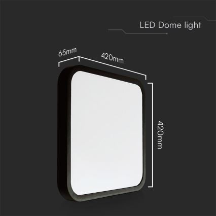 LED lubinis vonios šviestuvas SAMSUNG CHIP LED/48W/230V IP44 4000K 42x42 cm juoda