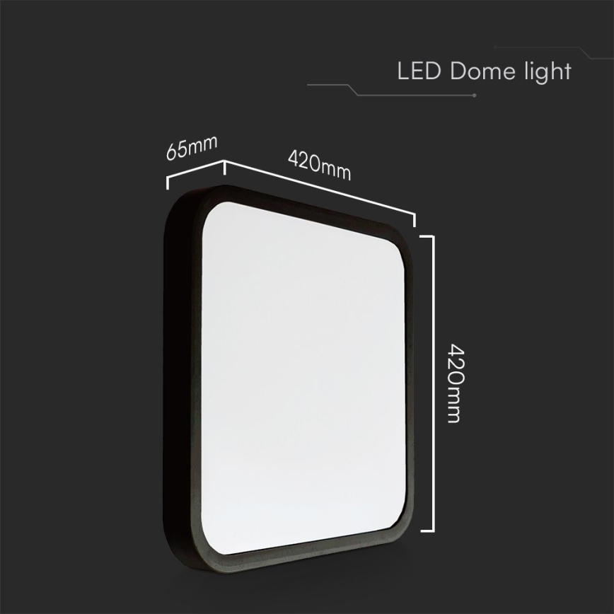 LED lubinis vonios šviestuvas SAMSUNG CHIP LED/48W/230V IP44 4000K 42x42 cm juoda