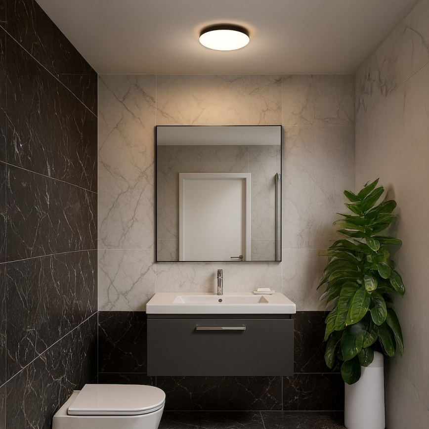 LED lubinis vonios šviestuvas MAYA LED/15W/230V diametras 33 cm IP44 juoda