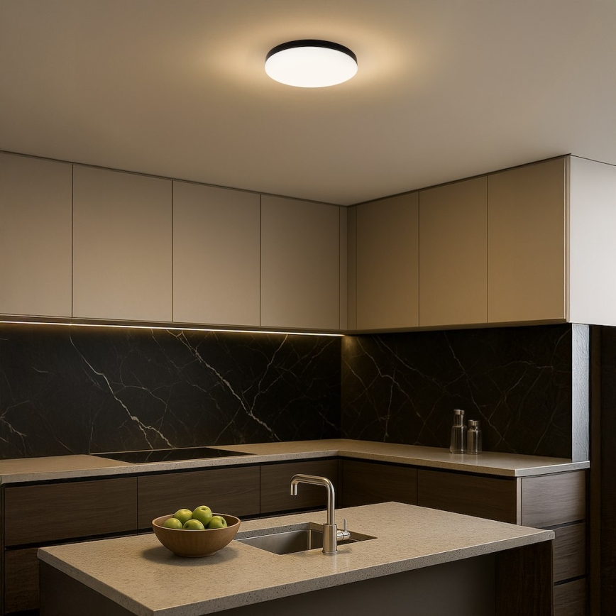 LED lubinis vonios šviestuvas MAYA LED/15W/230V diametras 33 cm IP44 juoda