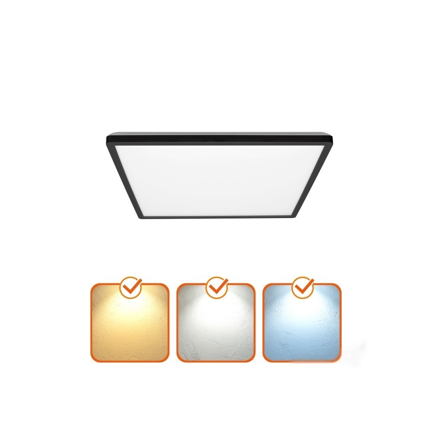 LED lubinis vonios šviestuvas NIVERA LED/12W/230V IP54 3000/4000/6000K 22,5x22,5 cm juoda