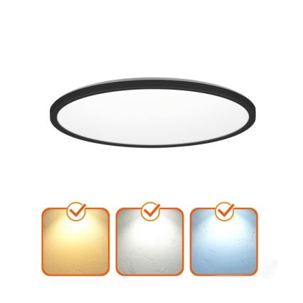 LED lubinis vonios šviestuvas NIVERA LED/12W/230V IP54 3000/4000/6000K diametras 22,5 cm juoda