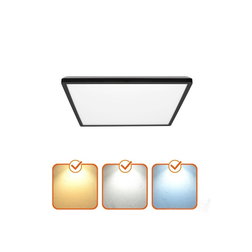 LED lubinis vonios šviestuvas NIVERA LED/24W/230V IP54 3000/4000/6000K 30x30 cm juoda