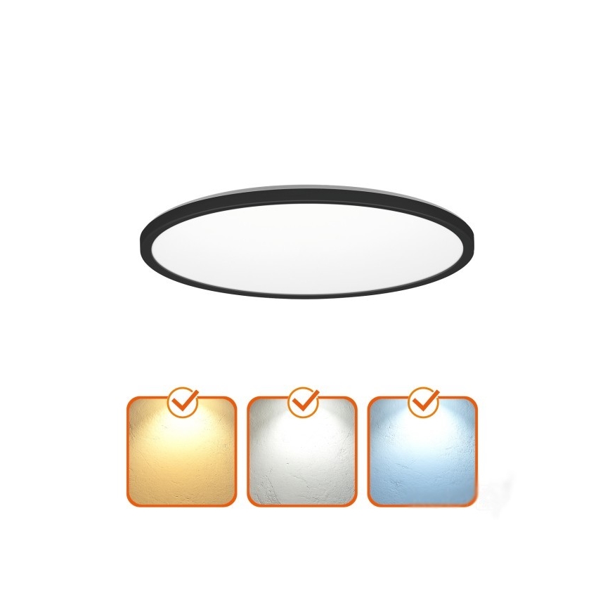 LED lubinis vonios šviestuvas NIVERA LED/32W/230V IP54 3000/4000/6000K diametras 42 cm juoda