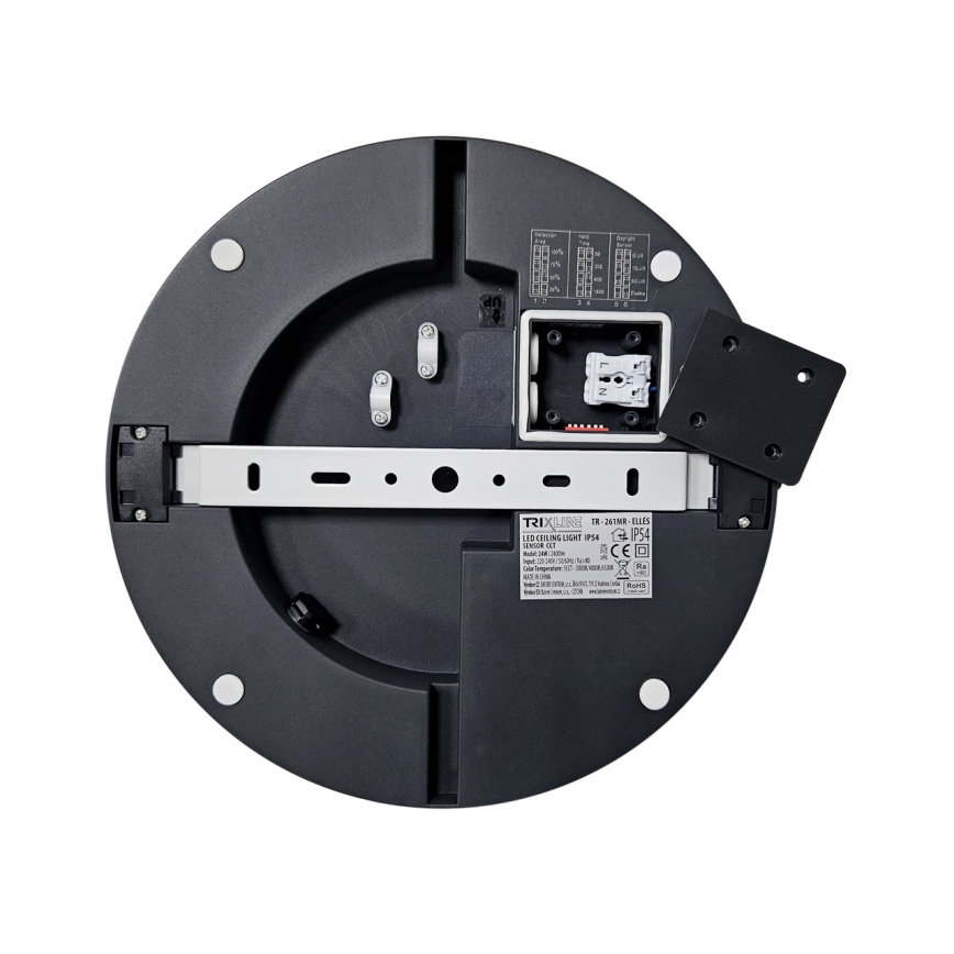 LED lubinis vonios šviestuvas su jutikliu ELLÉ LED/24W/230V 3000/4000/6500K diametras 26 cm IP54 antracitas
