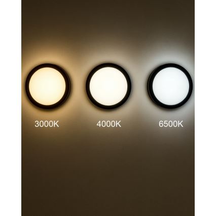 LED lubinis vonios šviestuvas su jutikliu ELLÉ LED/24W/230V 3000/4000/6500K diametras 26 cm IP54 antracitas