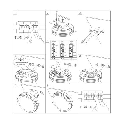 LED lubinis vonios šviestuvas su jutikliu ELLÉ LED/24W/230V 3000/4000/6500K diametras 26 cm IP54 antracitas