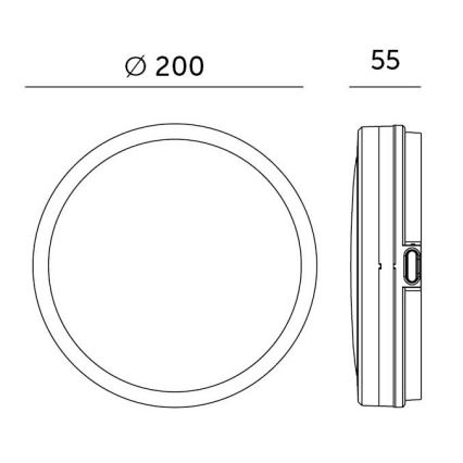 LED lubinis vonios šviestuvas su jutikliu LED/12W/230V 3000/4000/6500K IP65 diametras 20 cm juoda + nuotolinio valdymo pultas