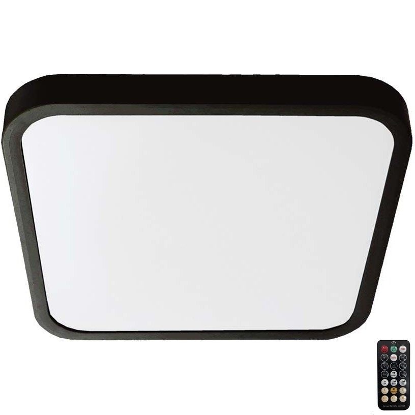 LED lubinis vonios šviestuvas su jutikliu LED/18W/230V 4000K IP44 29,5x29,5 cm juoda + nuotolinio valdymo pultas