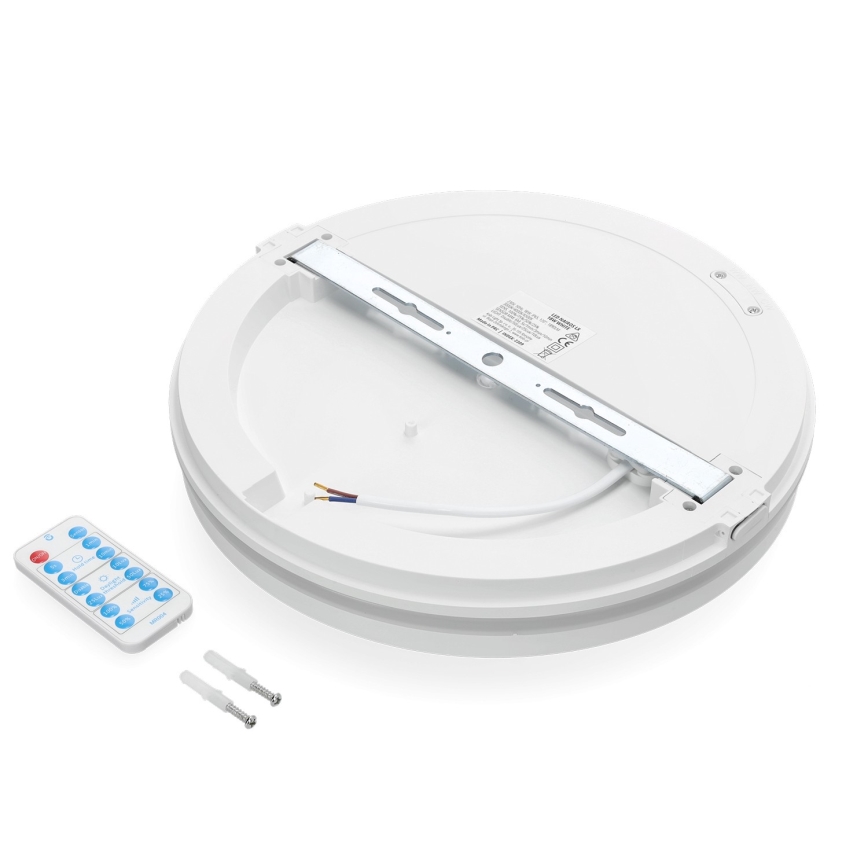 LED lubinis vonios šviestuvas su jutikliu LED/18W/230V 3000/4000/6500K IP65 diametras 30 cm balta + nuotolinio valdymo pultas