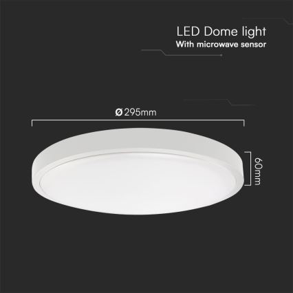 LED lubinis vonios šviestuvas su jutikliu SAMSUNG CHIP LED/18W/230V IP44 3000K diametras 29 cm balta + nuotolinio valdymo pultas