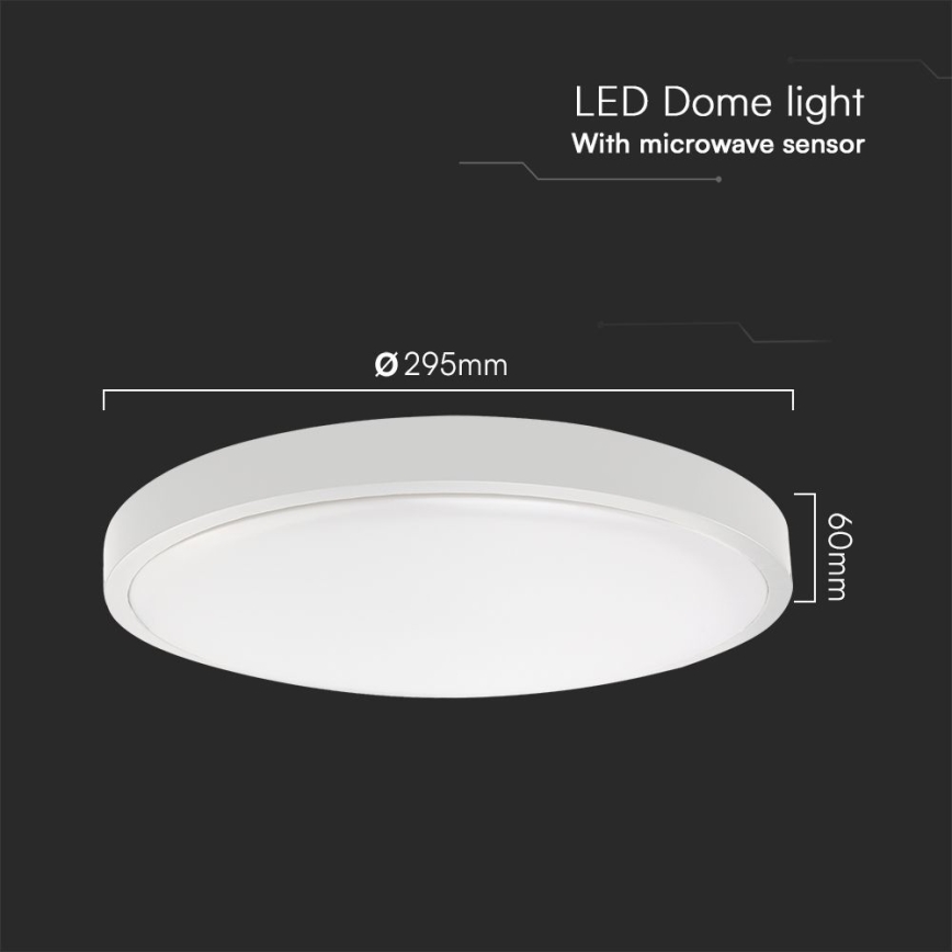LED lubinis vonios šviestuvas su jutikliu SAMSUNG CHIP LED/18W/230V IP44 3000K diametras 29 cm balta + nuotolinio valdymo pultas