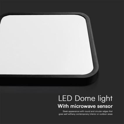 LED lubinis vonios šviestuvas su jutikliu SAMSUNG CHIP LED/18W/230V IP44 4000K 29x29 cm juoda + nuotolinio valdymo pultas