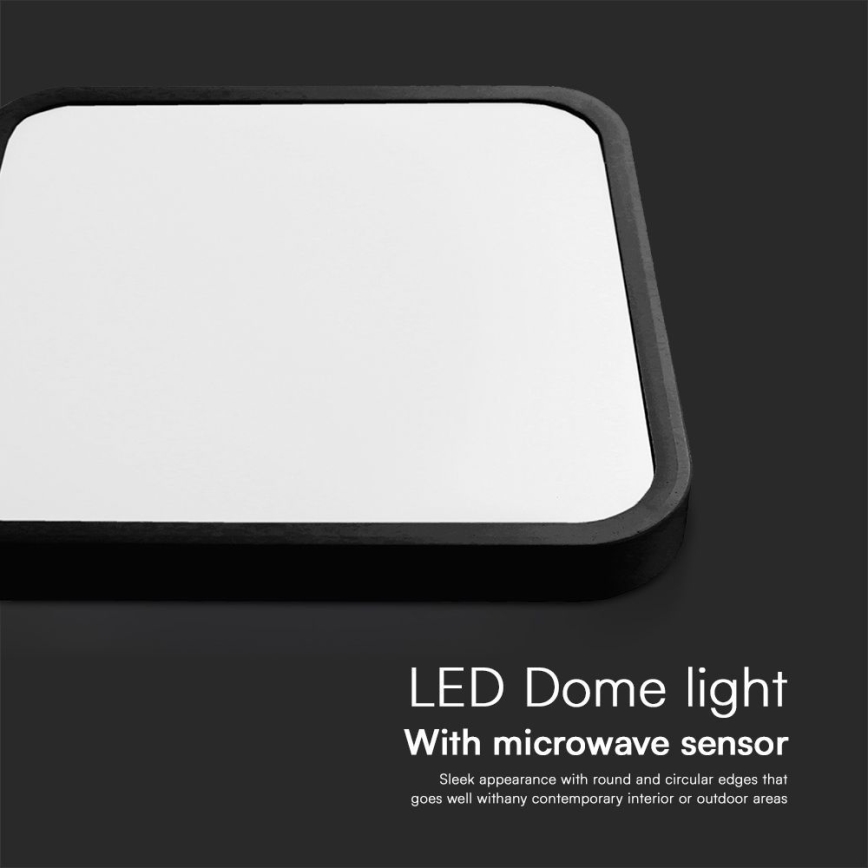 LED lubinis vonios šviestuvas su jutikliu SAMSUNG CHIP LED/18W/230V IP44 4000K 29x29 cm juoda + nuotolinio valdymo pultas